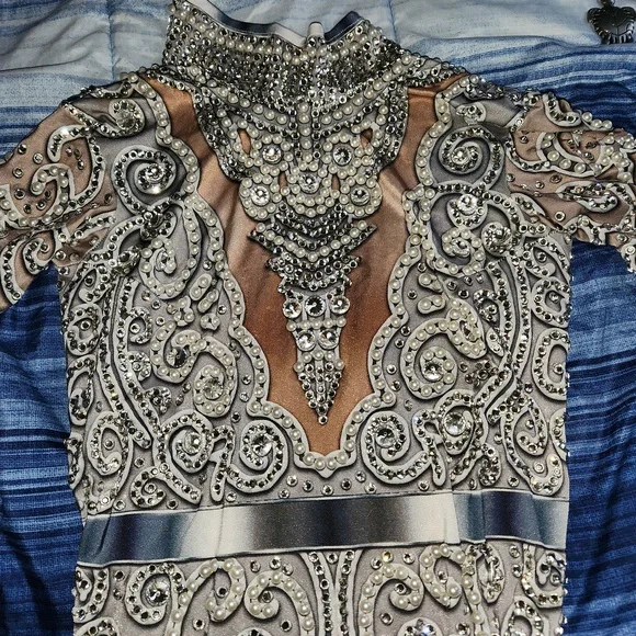 Beautiful one piece embellished body suit....with detachable train. - Picture 2 of 4